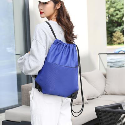 Drawstring Backpack Bag Waterproof Oxford Cloth Draw String Back Sack with Zip Pocket for Sports