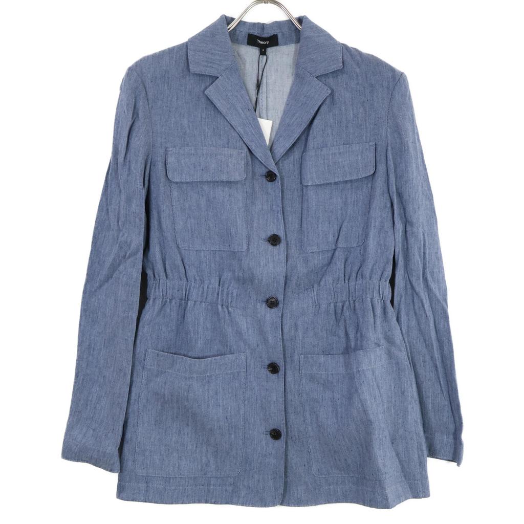 Theory 2025 Stainless Steel Denim Crunch Cinched Jacket 5104103 Jacket 2 blueUsed