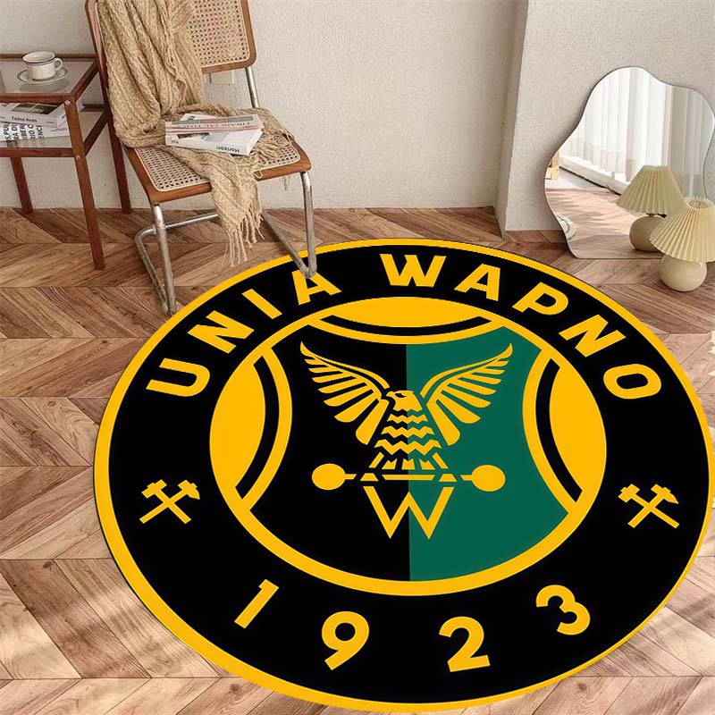 Unia Wapno Adler-Emblem Runder Teppich Polnischer Fußball Runder Boden Teppich Sportfan Wohnzimmer Schlafzimmer Heimdeko Matte