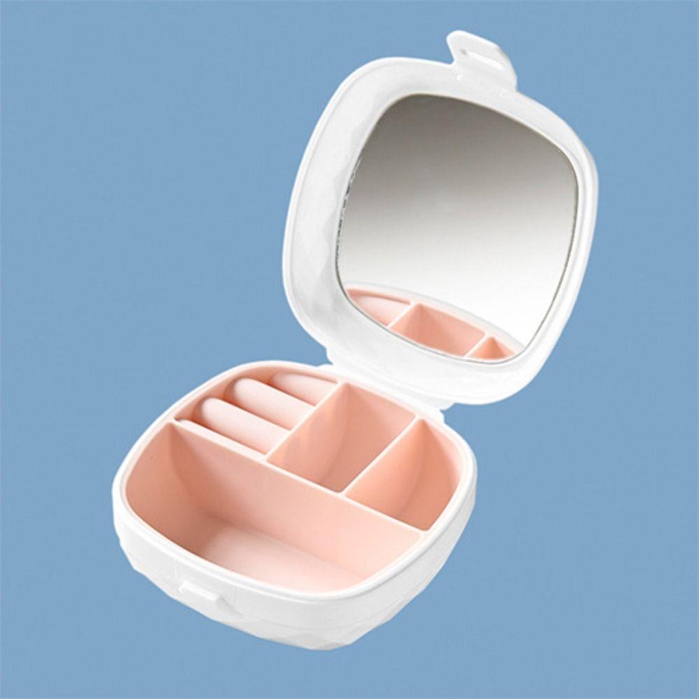 Solid Color Jewelry Box Portable Earring Organizer Makeup Case Necklace Ring Case  For Girls