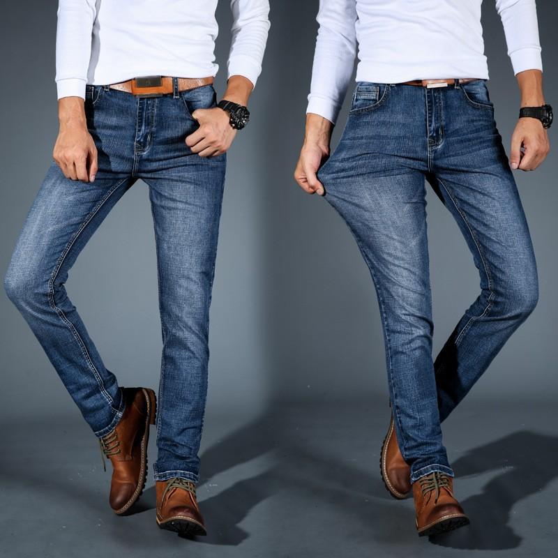 Men's Mid-waist Jeans Popular Fashion Jeans Spring and Autumn Men's Versatile Straight Elastic Long Trousers
