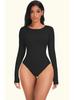 Seamless Long Sleeve Quick-Dry Knitted Yoga Bodysuit with Snap Closure