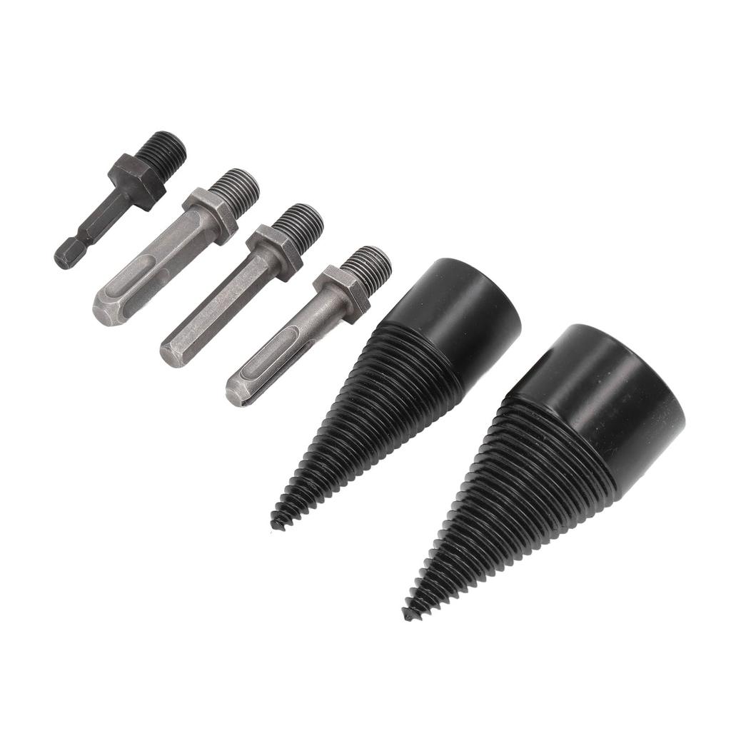  Wood Splitter Sets Firewood Drill Bit Wooding Splitting Drill Bit with 4 Handles for Split Wood 6 Pcs 32 to 42mm 