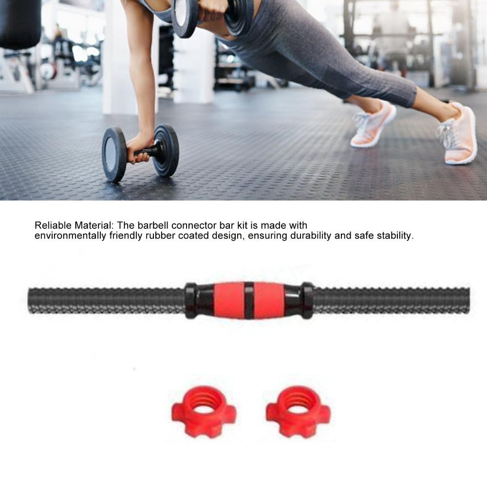 3PCS Steel Dumbbell Handle Set Threaded Ends Black and Red Dumbbell Weight Bar Set  Home Gym
