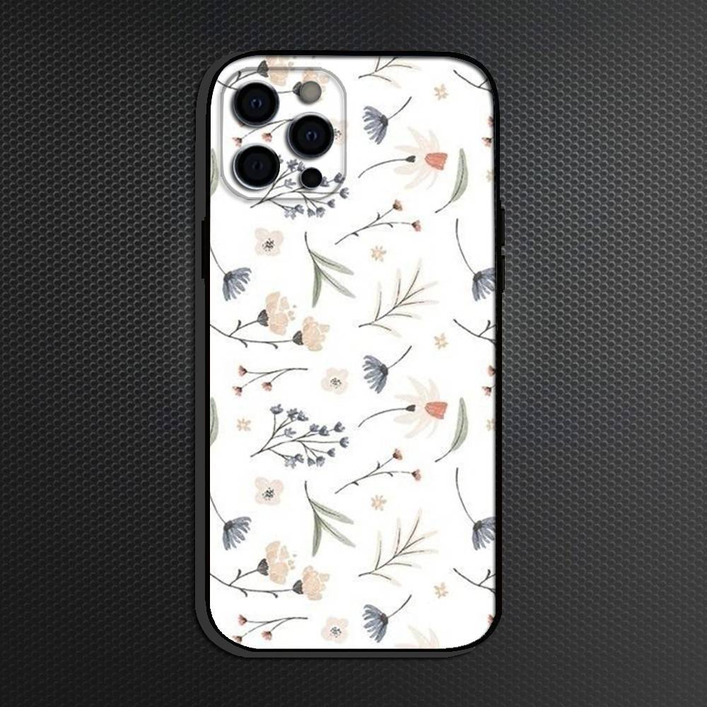 Small fresh watercolor floral pattern Phone Case For iPhone 16,15,14,13,12,11 Plus,Pro Max, Others Soft Black Cover
