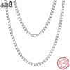 Effie Queen Genuine 925 Sterling Silver Curb Cuban Chain Necklaces 3mm 5mm Cuban Clavicle Chain 40-60cm For Women Men Gift SC60