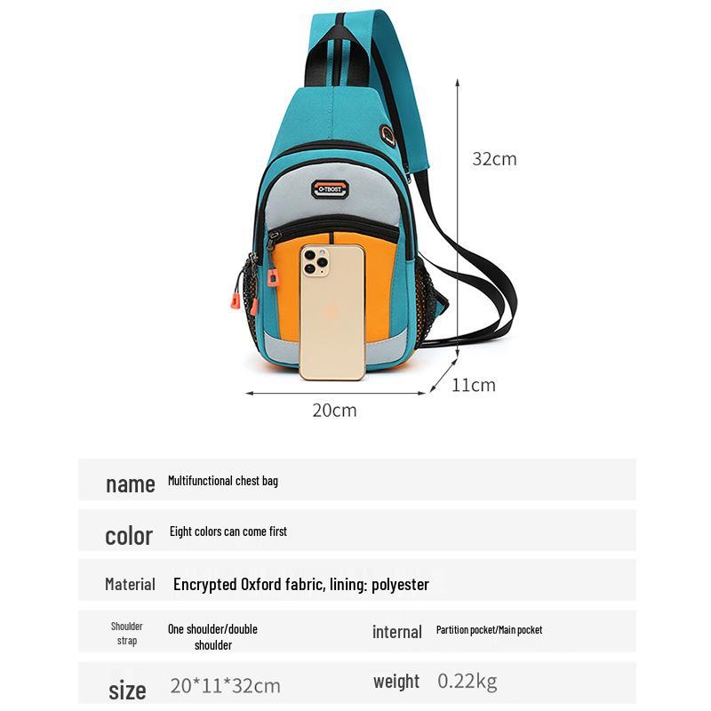 Unisex Multifunctional Chest Bag: Wear As Double-shoulder, Single-shoulder, or Crossbody; Versatile Small Niche Design.