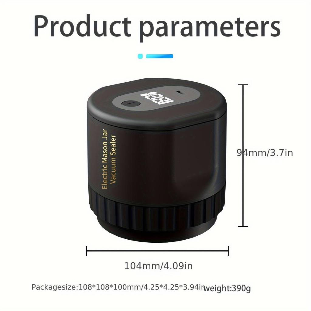 1pc, Electric Mason Jar Vacuum Sealer, Automatic Vacuum Pump With One-Touch Operation, Leak-Proof Seal For Regular And Wide-Mouth Canning Jar