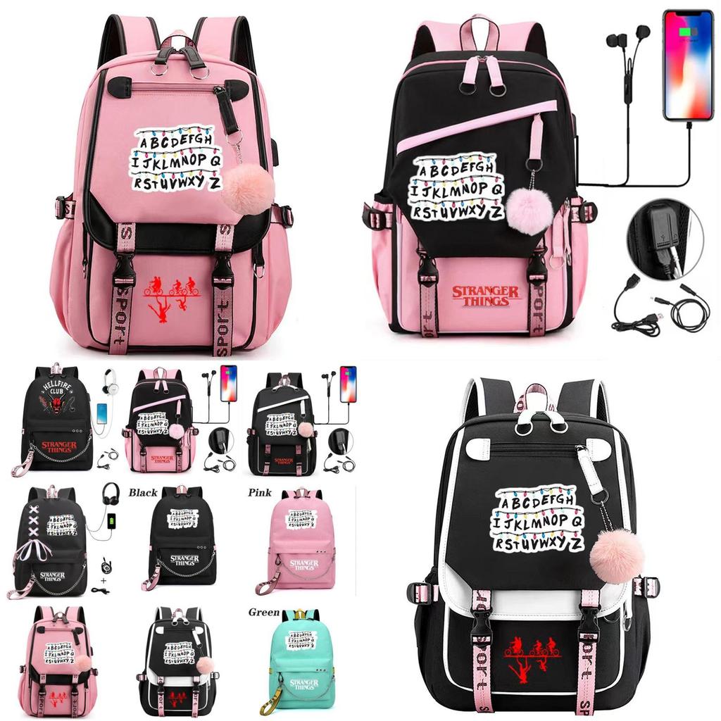 Mochila Grande de Temporada Stranger Things Recargable por USB para Niños