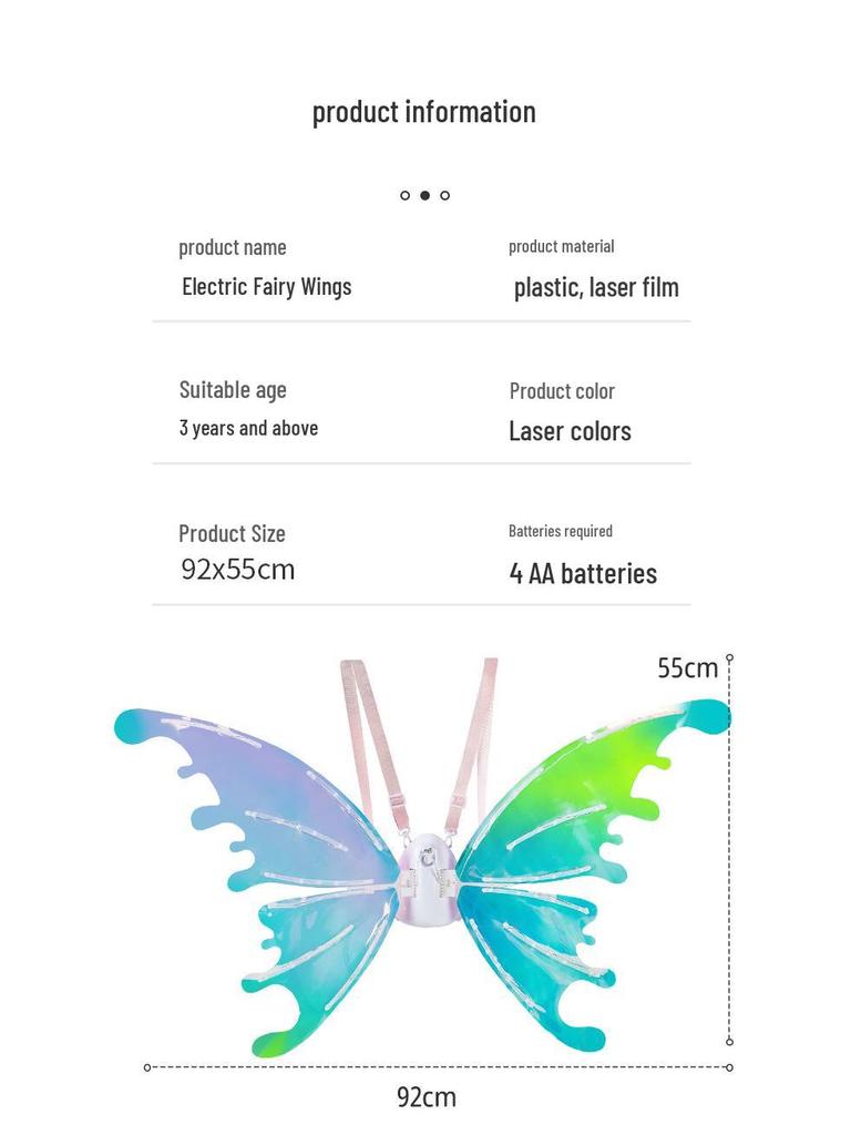 Girls' Luminous Butterfly Wings Toy with Music for Christmas Performance Costume