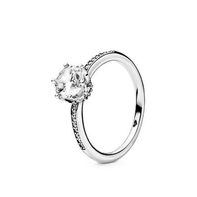 Sparkling Crown Solitaire Ring With Clear Cubic Zirconia P-198289CZ-54 For Women