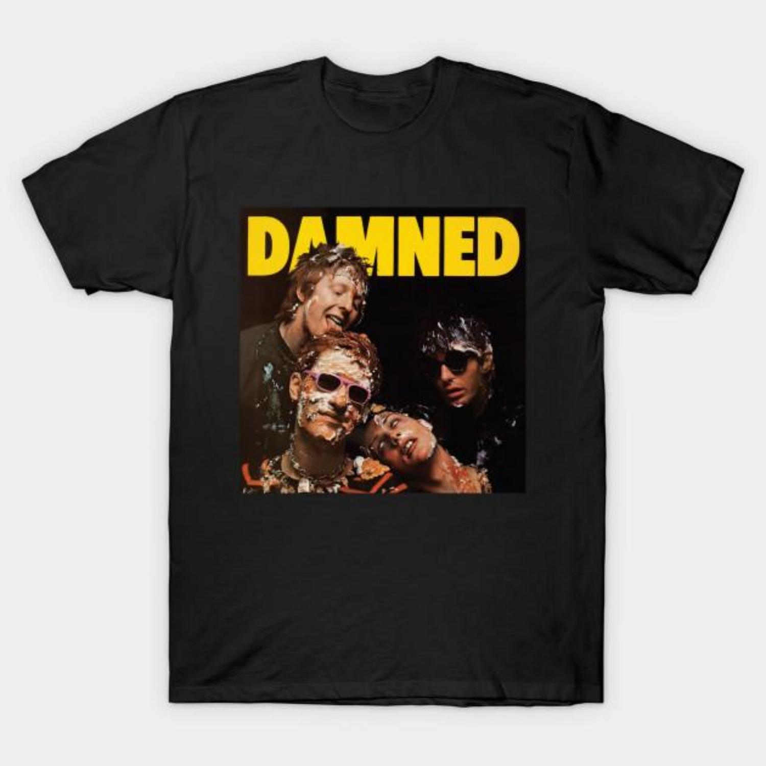 

Men Black Print T-shirt Damned Damned Damned No-Cut Transfer Paper Print Cotton Tshirt XXXXXL