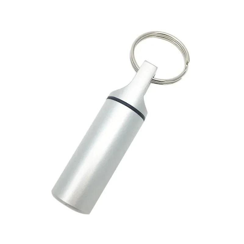 New Portable Waterproof Aluminium Metal Key Ring Pill Box Case Container Organizer Capsule Airtight Tablet for On The Go Storage