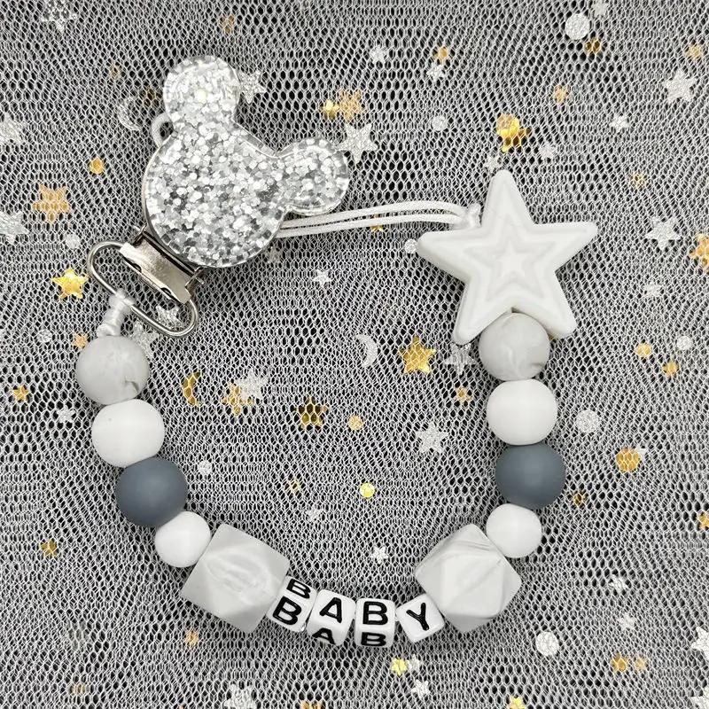 Baby Pacifier Clip Personalised Name Dummy Nipple Holder Chains Newborn Feeding Newborn Custom Pacifiers Clip Chew Teething Toys