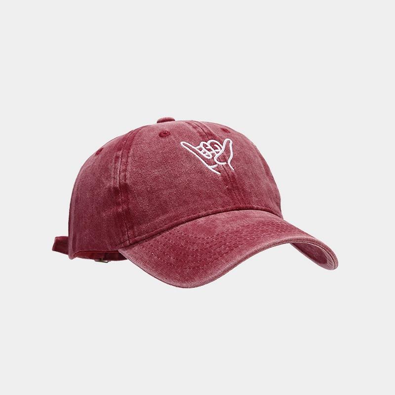 Men's washed old soft top finger embroidered baseball cap trendy women's spring and summer outdoor travel sun protection hat