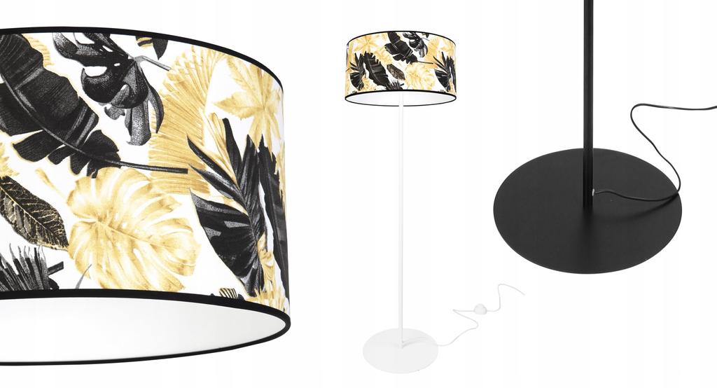 Elegante Stehleuchte, Goldener Blumen-Lampenschirm, LED