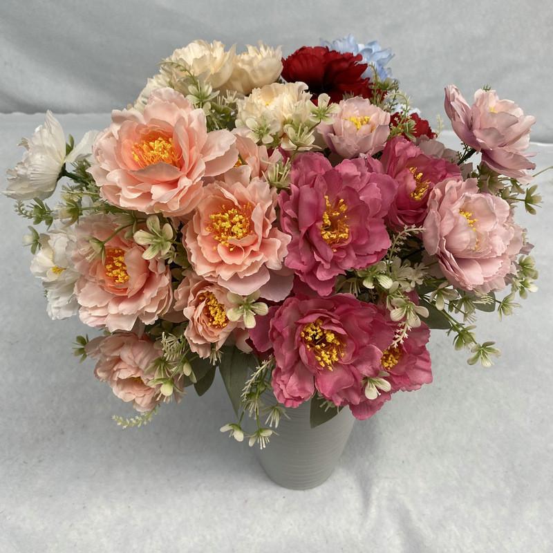 Bouquet di Fiori di Seta 6 Teste di Peonia Matrimonio Decorazione per la Casa Con Design Realistico Per Fotografia