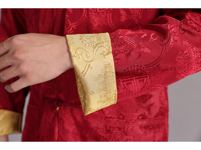 Men's Reversible Tang Suit Top - Retro Chinese Style, Stand Collar, Frog Button, Long Sleeve Outerwear