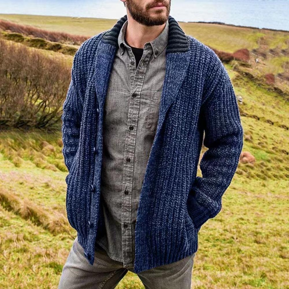 Herbst Winter Herren Cardigan Einfarbige Langarm Slim Fit Strickpullover Mantel Lässige Strickjacke