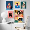 Cartone Animato Astratto Faccia Senza Sorrisi Immagini Decorazione Casa Nordico Ragazze Pittura su Tela Arte da Parete Poster Colorati Stampa per Soggiorno