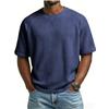 Herren Casual T-Shirt Waffelstrick Lockerer Schnitt T-Shirts für Mann Einfarbige Kurzarm-T-Shirts Übergroßer Schnitt Strukturierter Stoff Rundhalsausschnitt