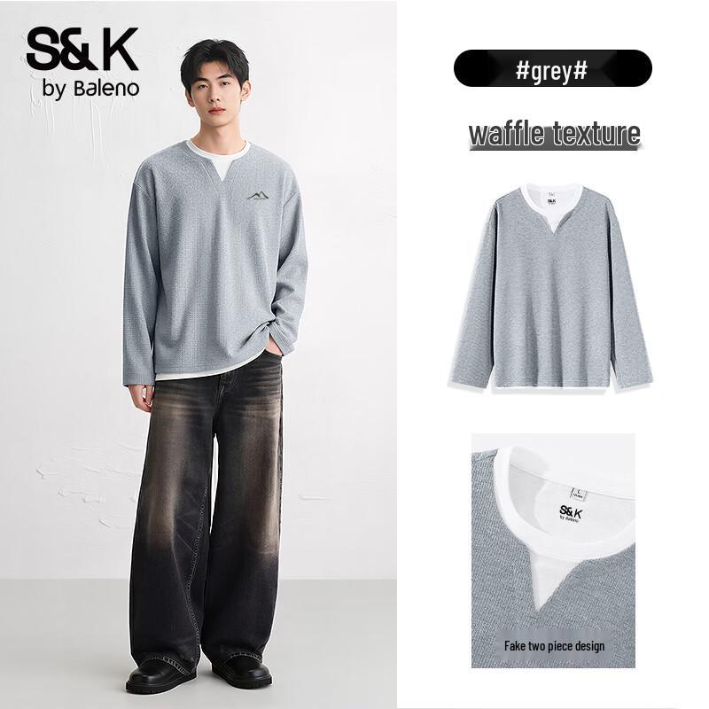 

Baleno Men s Faux Two-Piece Waffle Knit Long-Sleeve T-Shirt XL