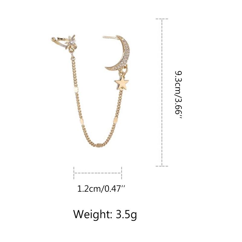 Moon Star Ear Cuff Rhinestones Ear Cuff Tragus Earrings Non Piercing Earring Clip Ear Wrap Cuff No Pierced Jewelry Gift
