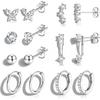 Jstyle Hypoallergenic Earring Stacks for Women Stainless Steel Earrings | 20G Cartilage Earrings for Multiple Piercings, Small Studs Huggie Hoops