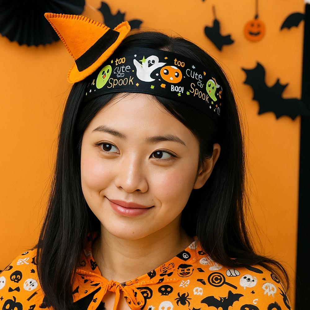Bat Halloween Hair Hoop Horrible Ghost Bat Print Hairband Exaggerated Skull Head Headband  Party