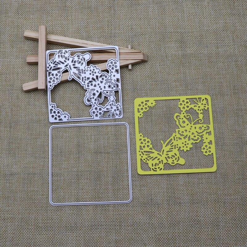 New Cutting Dies Butterfly Flower Square Frame Scrapbooking Metal Die Cuts For Paper Crafting