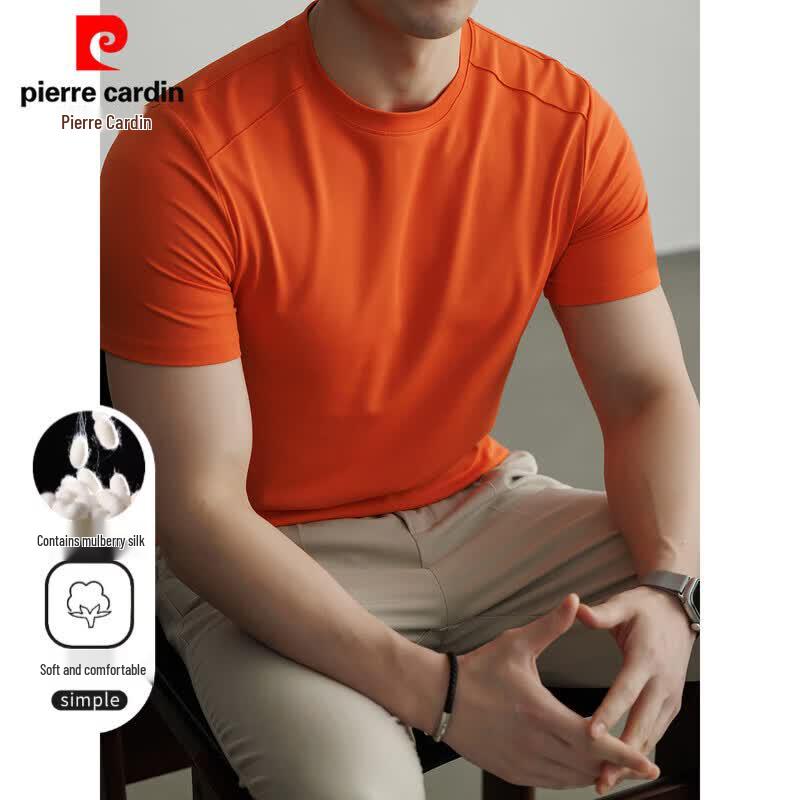 Pierre Cardin Men s Round Neck Linen Silk Blend Short Sleeve T-Shirt XL