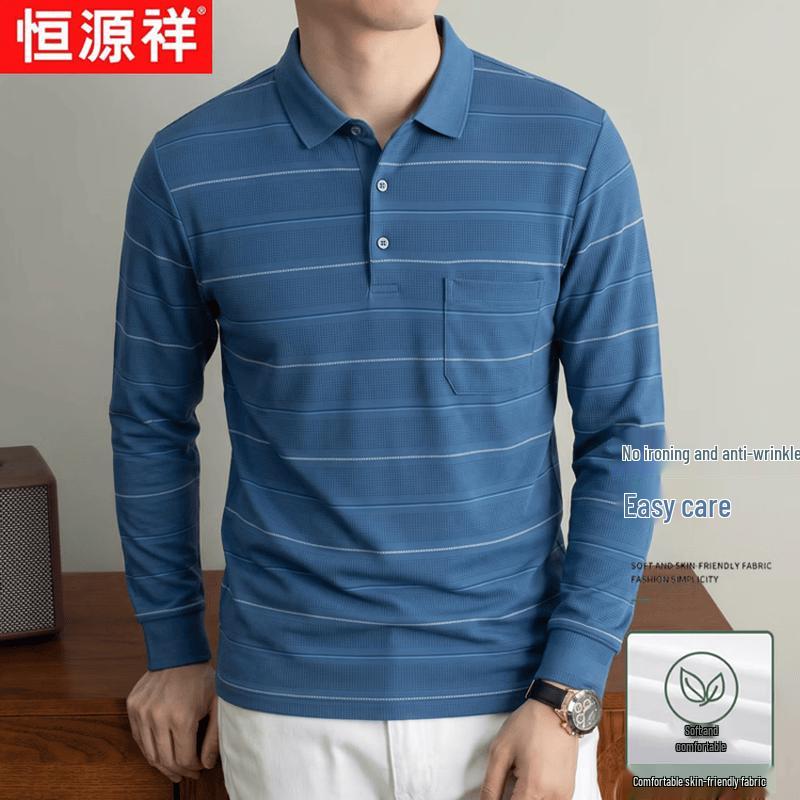 Hengyuanxiang Men's Autumn/Winter Long Sleeve Pocket Polo Shirt