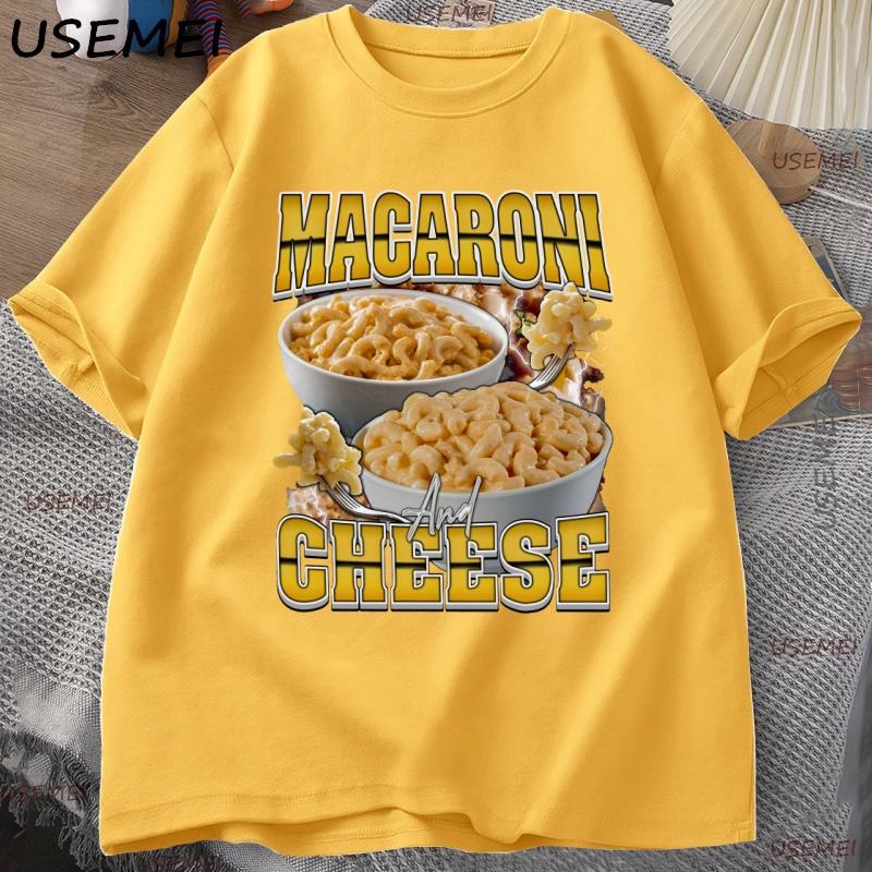 Macaroni Cheese Rap Vintage Graphic TShirt Funny Retro Food Lover Tshirt 90s Aesthetic Trendy Y2K Streetwear Tees Clothes