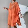 Loose Swimsuit Cover Up Dress Hollow Out Beachwear Shirt Fashion Summer Sunscreen Smock  for Women