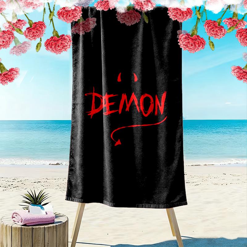 1pc Demon Beach Towel Ideal Birthday Gift For Family, A Vibrant Beach Towel Suitable for Outdoor Activities