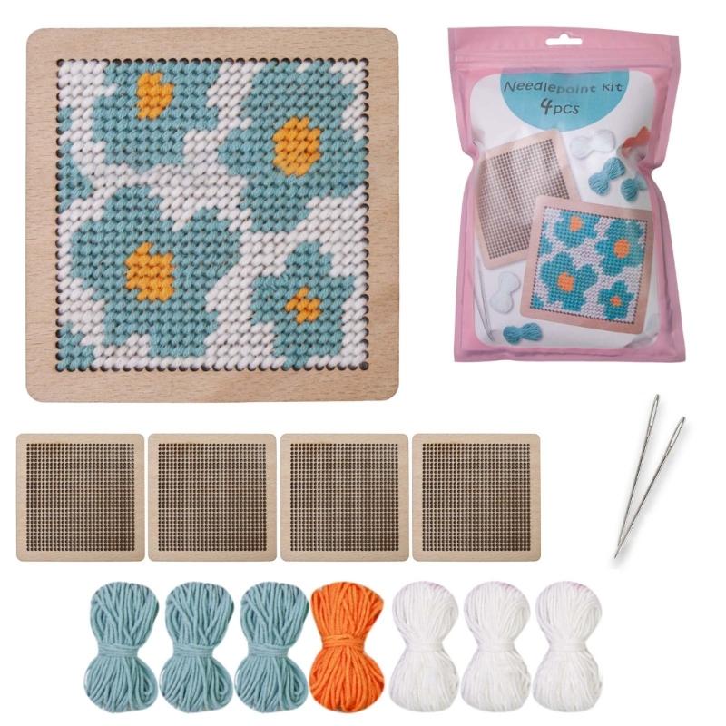 Flower Coaster Crochet Kits Needlepoint Starter Kits with Hook Needlepoint Kits Crochet Starter Kits for Craft Lovers