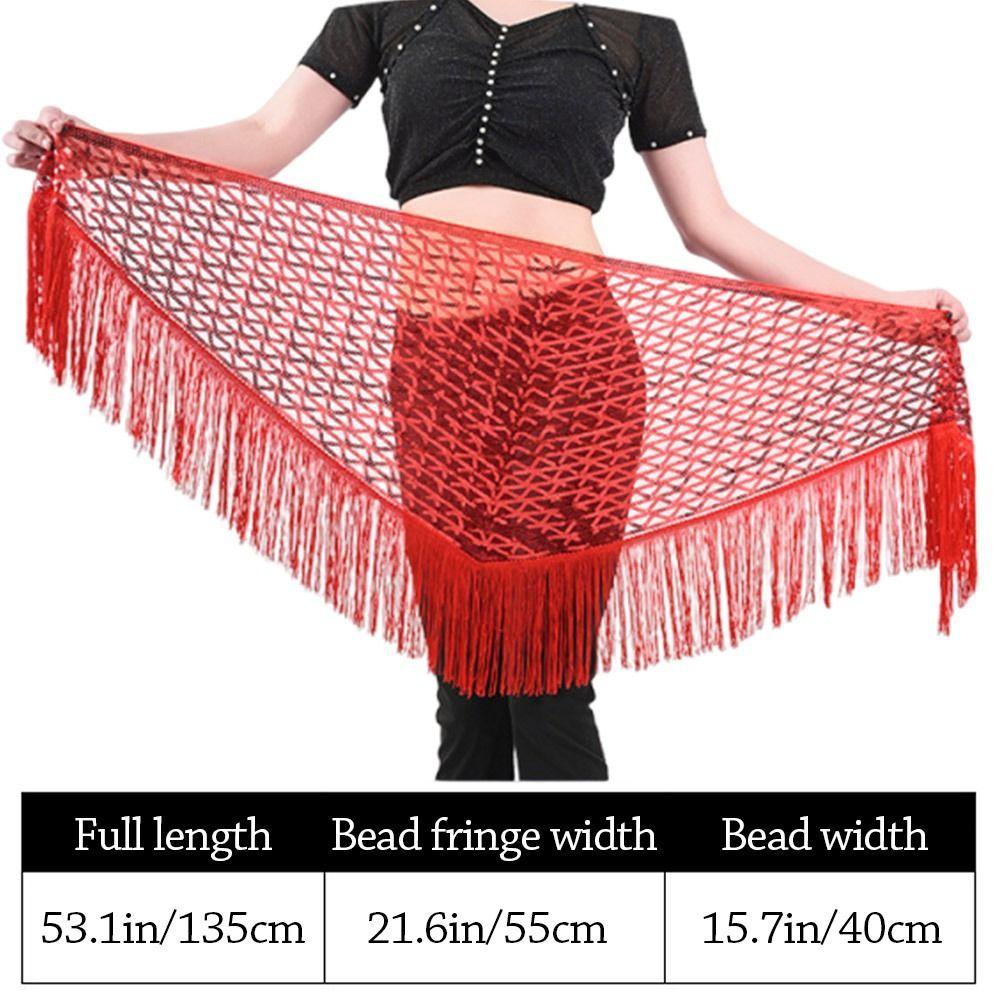 Fashion Tassel Belly Dance Hip Scarf Bohemian Sequins Waist Chain Crochet Dancer Skirt Dance