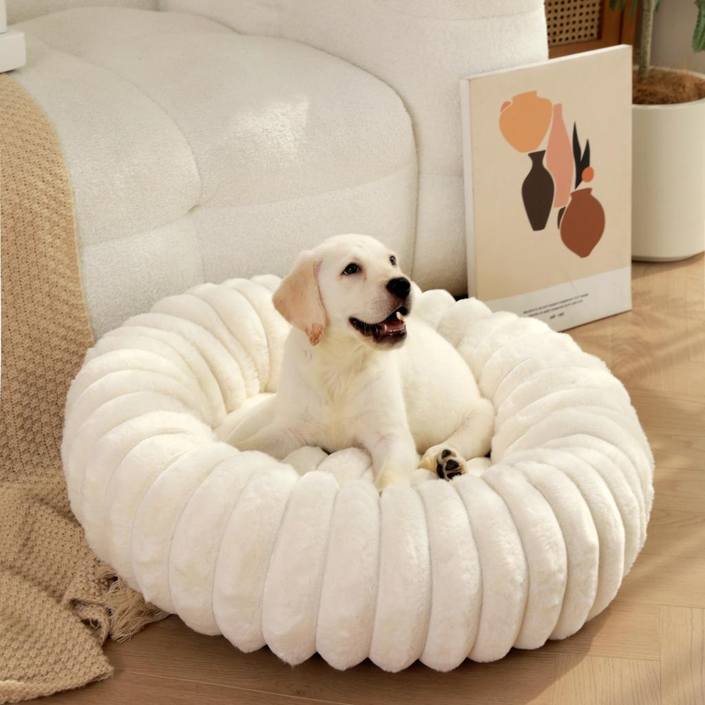 Pet Nest Straight Rabbit Plush Pet Pad Long Hair Round Cat Nest Winter Warm Dog Bed Kennel
