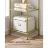 VASAGLE Bookcase, 6-Tier Bookshelf, Slim Shelving Unit for Bedroom, Bathroom, Home Office, Tempered Glass, Steel Frame, Metallic Gold
