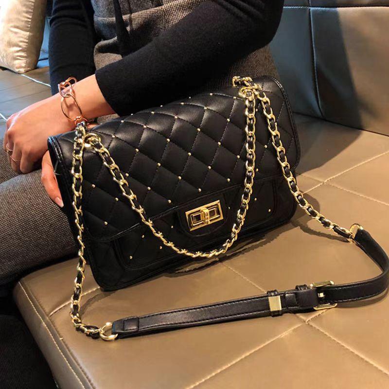 Damska Torebka Nowa Siatka Diamentowa Nit Łańcuszek Wszechstronna Jednoręczna Crossbody Mała Torebka