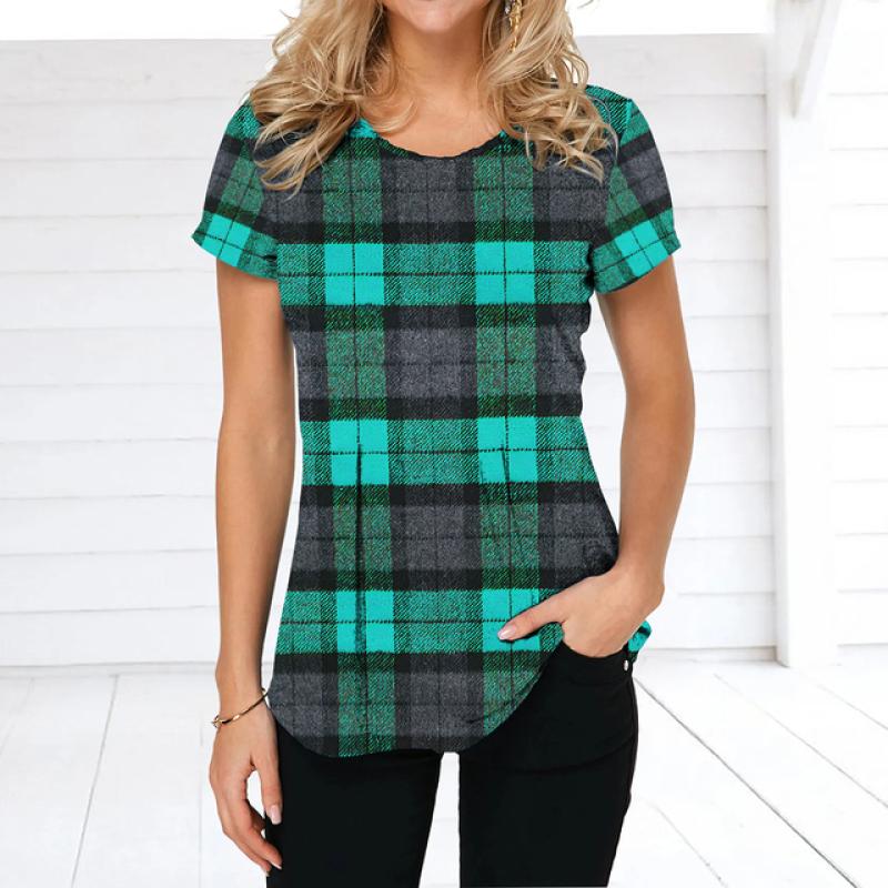 Vintage Damen T-Shirt Sommer Kurzarm Top T-Shirt Bunte Patchwork Kleidung O-Ausschnitt Übergroße Bekleidung Täglich für Damen T-Shirt