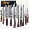 8/10pcs Gift Japanese Kitchen Knives Set Laser Damascus Pattern Chef Knife High Carbon Stainless Steel Sharp Fruit Slicing Knife