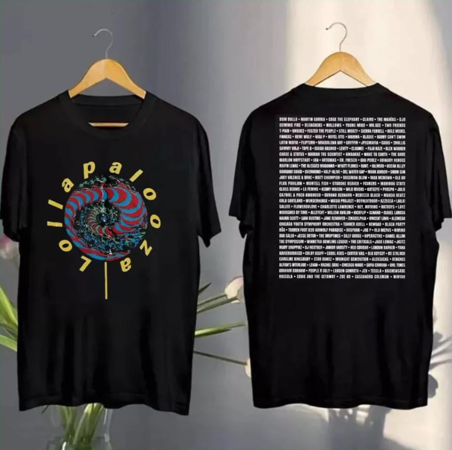 Lollapalooza 2025 Lineup T-Shirt – Full Artist Roster Black Heavyweight Tee