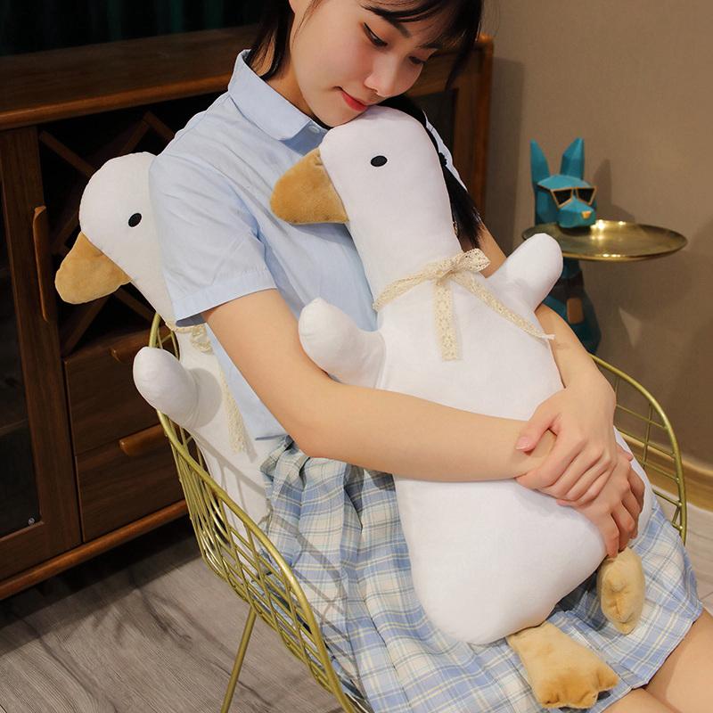 Nice Huggable Plush Duck Pillow Stuffed Soft Animal Toykorean White Goose Doll Sofa Cushion Nap Home Decoration Kids Gift