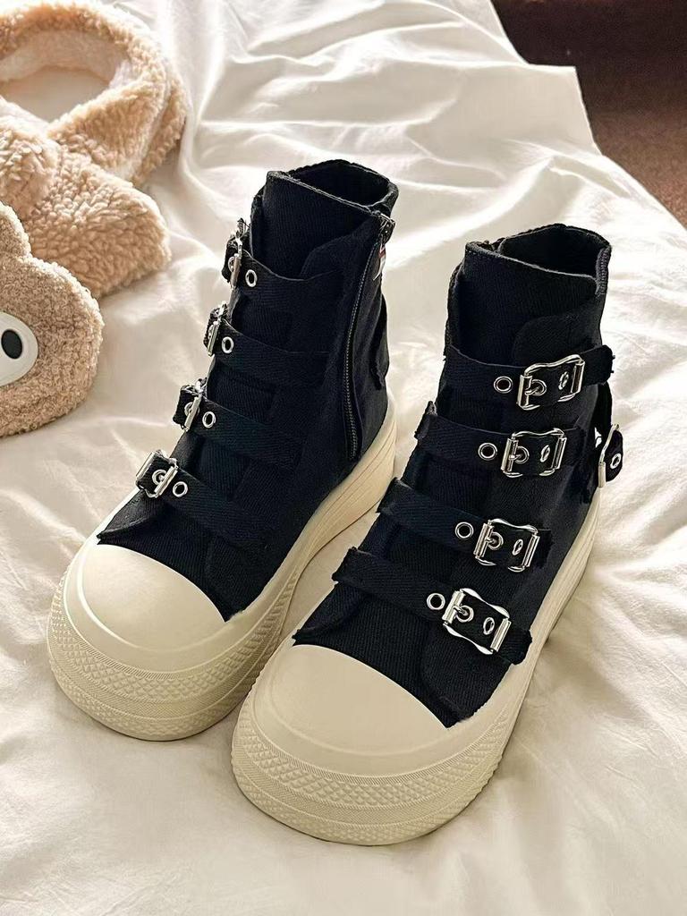 2025 Autumn Women's Thick-Soled Canvas Flats - Casual Korean Style