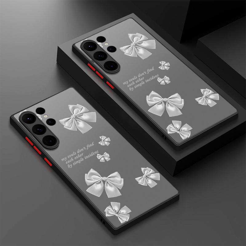 

Однотонный прозрачный противоударный чехол с бантом для Samsung S25 Ultra S24 FE S23 S22 A16 A56 A36 A55 A26 A35 A15, защитный матовый чехол для телефона Samsung A36