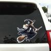 Witch on a Broom Car Stickers Waterproof Vinyl Decals Auto Body Window Bumper Decor Motorcycle Helmet Stickers TM184
