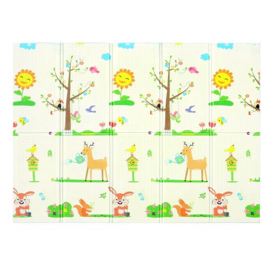 80x72in Baby Play Mat Extra Large Crawling Mat with Cartoon Animal Pattern Thick Foam Play Mat Reversible Portable Baby Floor Mat