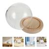 1 Set Round Glass Display Dome Cloche Wood Base Small For Preserved Flowers Figurines Decoration Transparent Dust-Proof Showcase