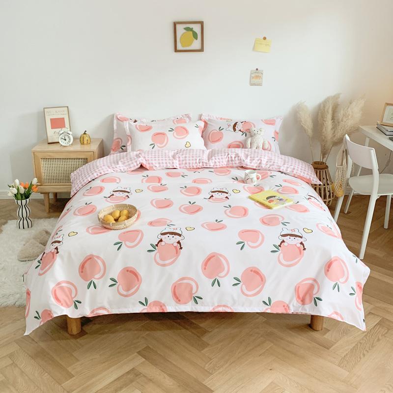 Kawaii Bumping Rabbit Cartoon Bedding Set Duvet Cover Sheet Pillow Cases Bed Linen Set